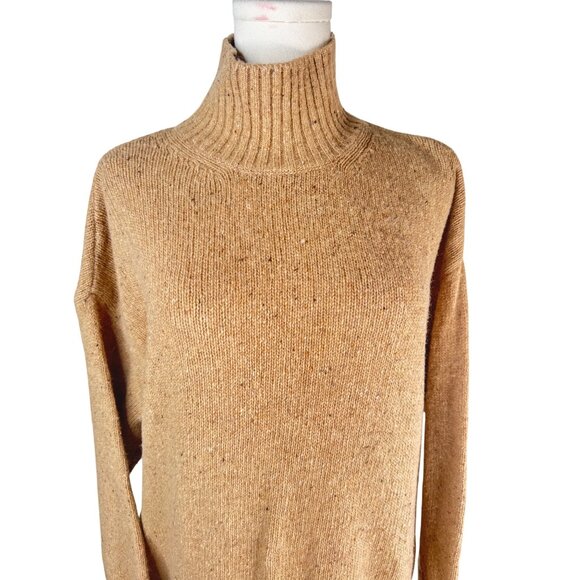 ZARA Camel Medium High-Neck Wool Blend Sweater Ribbed Cuffs & Hem - Picture 4 of 14